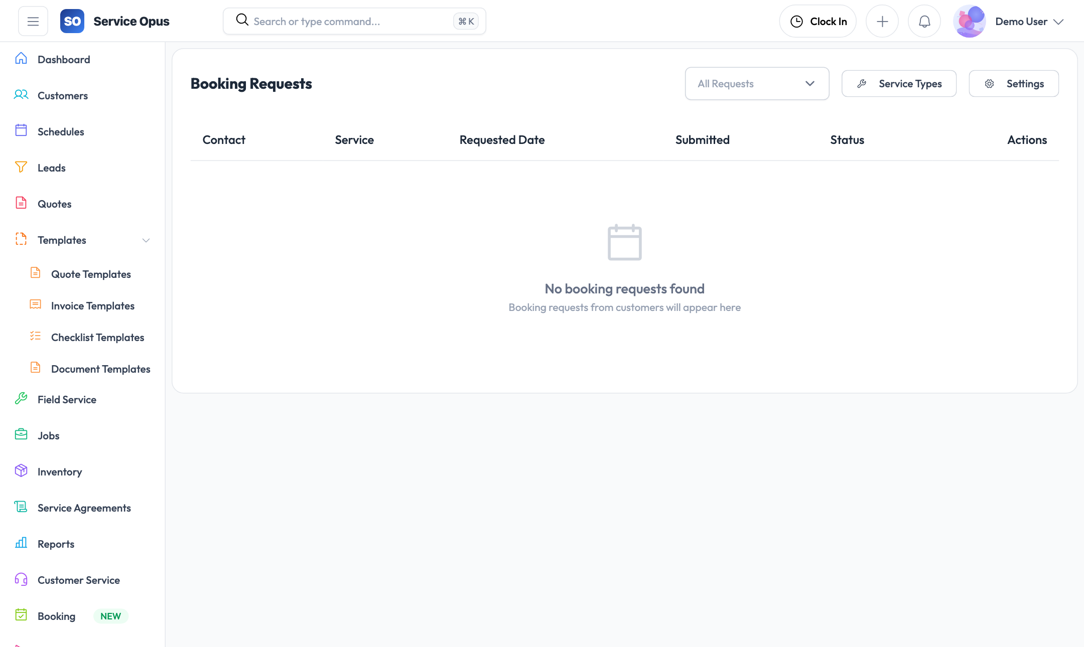 Booking requests