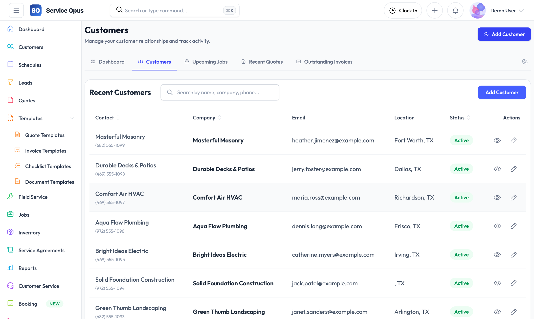 Customer list