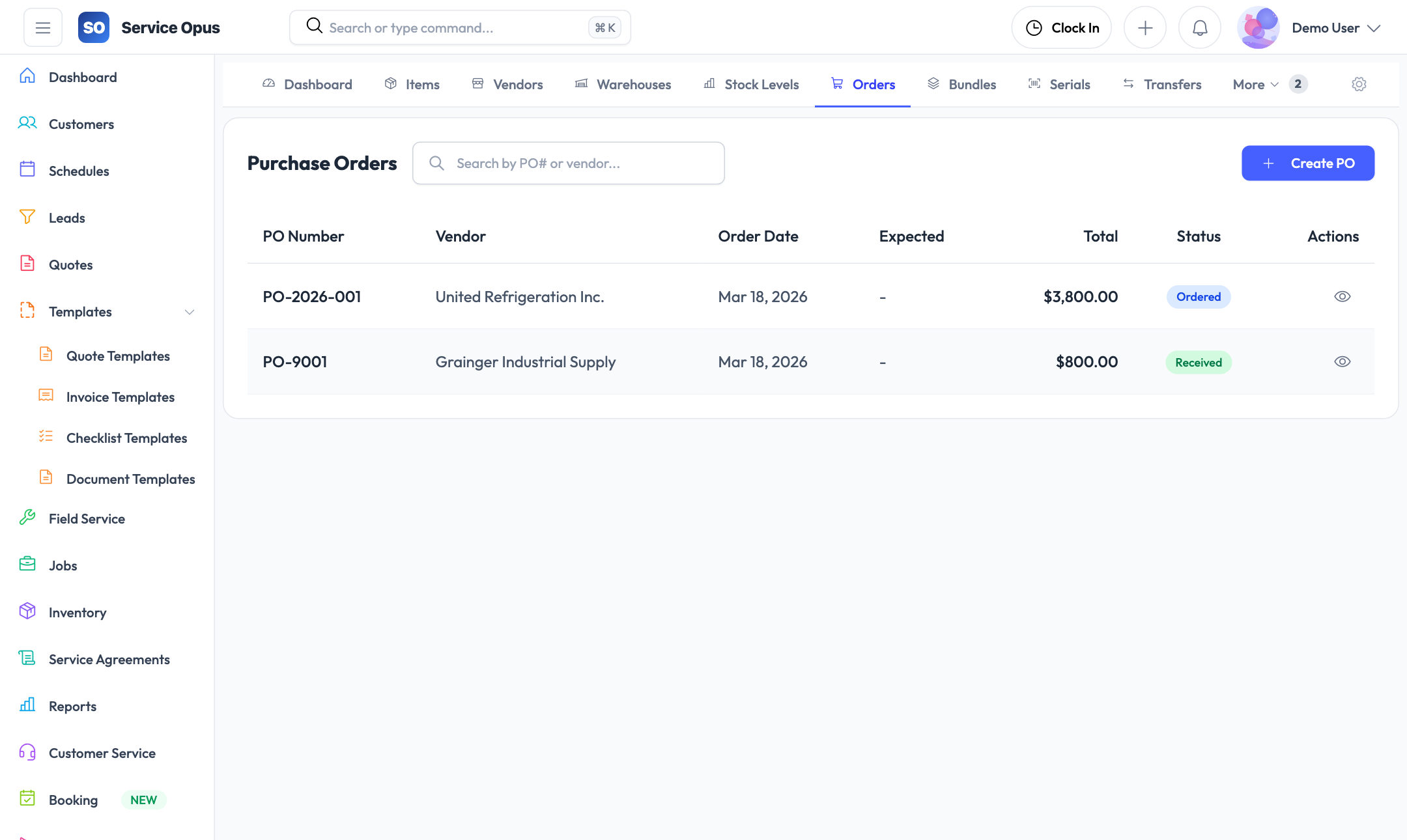 Purchase orders