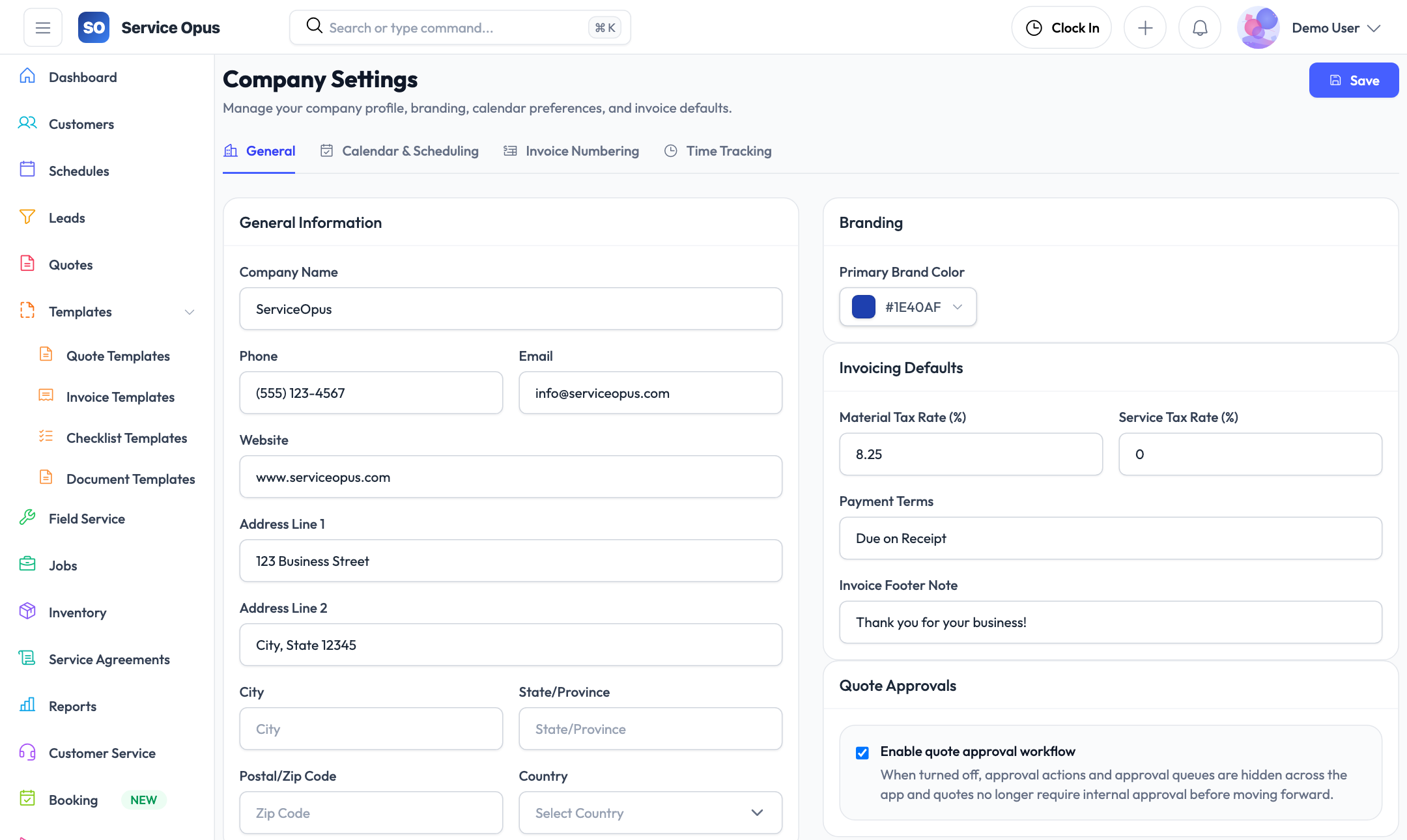Accounting settings