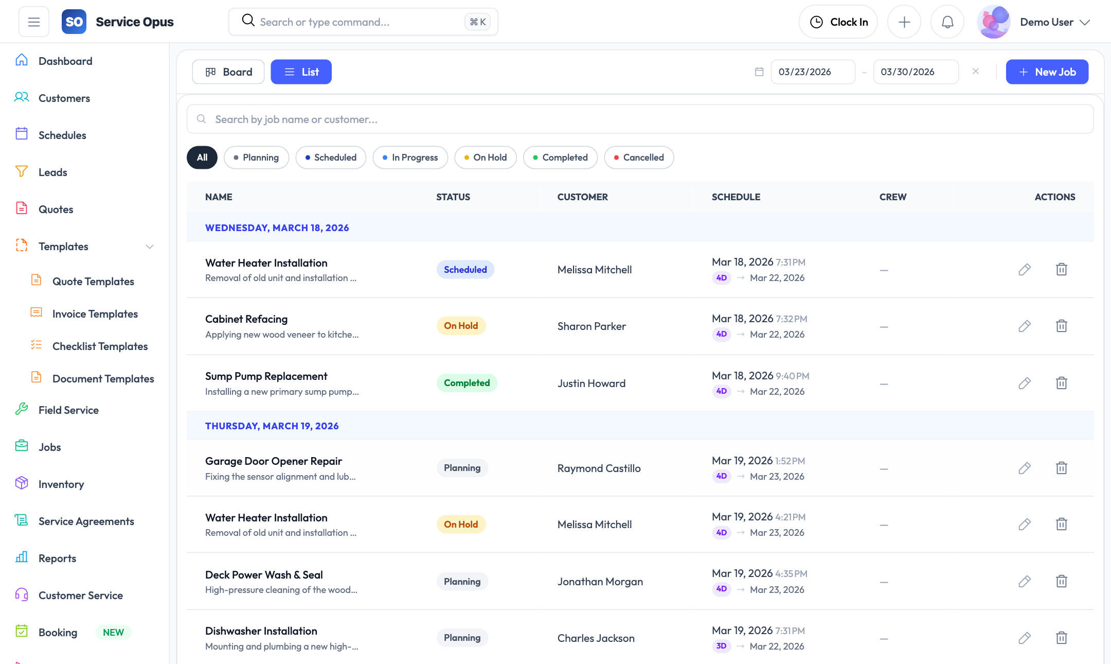 Jobs list